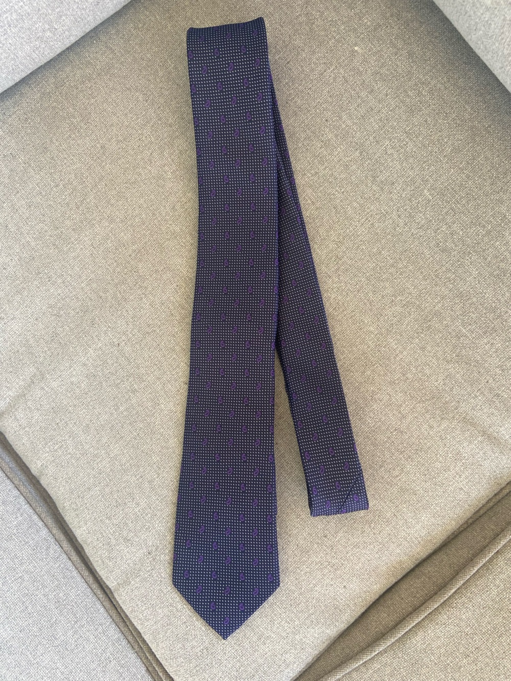 Express Navy Tie with Purple Paisley Dots